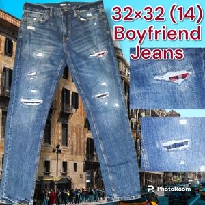 Y2K Slim Fit BF Jeans Destroyed Denim w/MAD Reconstruction Detail Sz 32 (14)